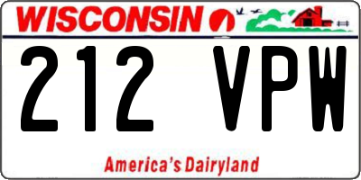 WI license plate 212VPW