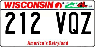 WI license plate 212VQZ