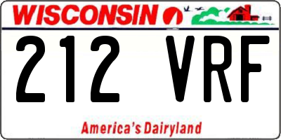 WI license plate 212VRF