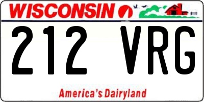 WI license plate 212VRG