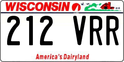 WI license plate 212VRR