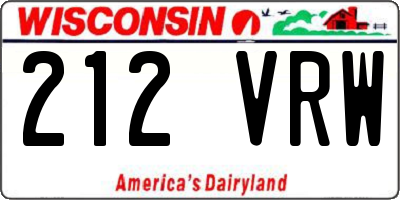 WI license plate 212VRW