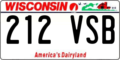 WI license plate 212VSB