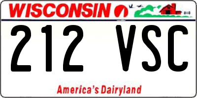 WI license plate 212VSC