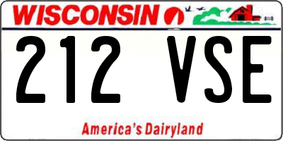 WI license plate 212VSE