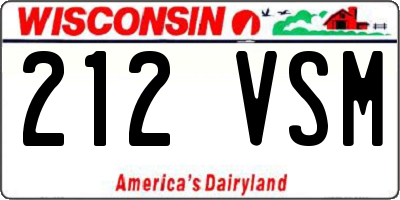 WI license plate 212VSM