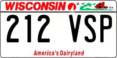 WI license plate 212VSP