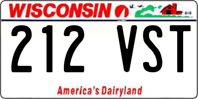 WI license plate 212VST