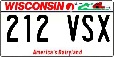 WI license plate 212VSX