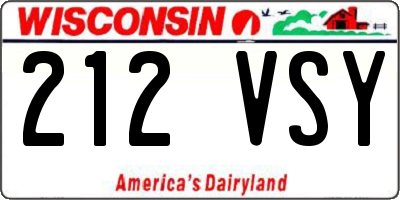 WI license plate 212VSY
