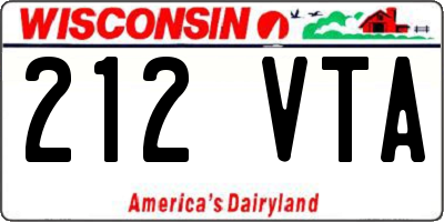 WI license plate 212VTA