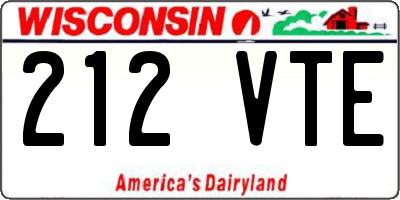 WI license plate 212VTE