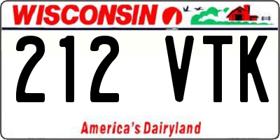 WI license plate 212VTK