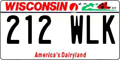 WI license plate 212WLK