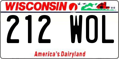 WI license plate 212WOL