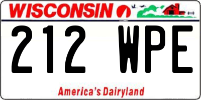 WI license plate 212WPE
