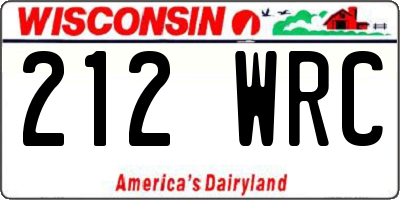 WI license plate 212WRC