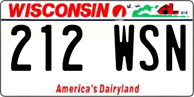 WI license plate 212WSN