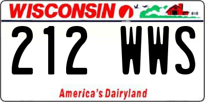 WI license plate 212WWS