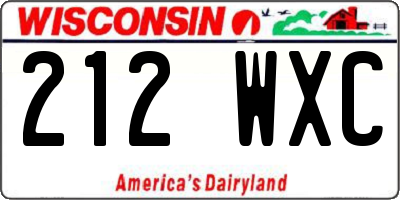 WI license plate 212WXC