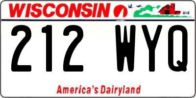 WI license plate 212WYQ