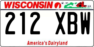 WI license plate 212XBW