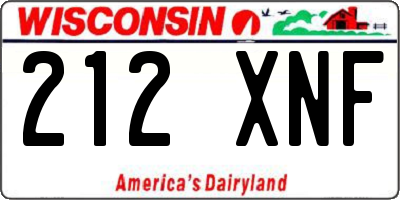 WI license plate 212XNF