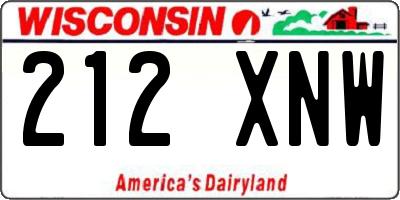 WI license plate 212XNW