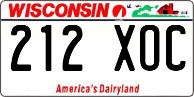 WI license plate 212XOC