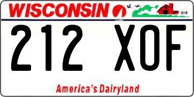 WI license plate 212XOF