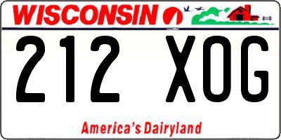 WI license plate 212XOG
