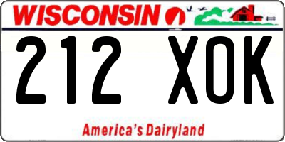 WI license plate 212XOK