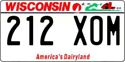 WI license plate 212XOM