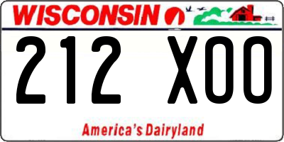 WI license plate 212XOO