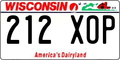 WI license plate 212XOP