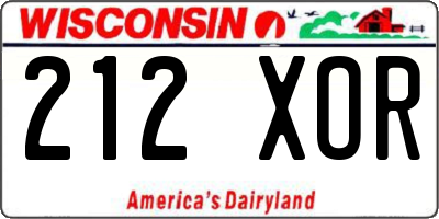 WI license plate 212XOR