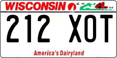 WI license plate 212XOT