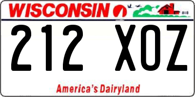 WI license plate 212XOZ