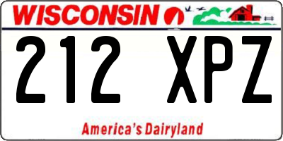 WI license plate 212XPZ