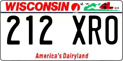 WI license plate 212XRO