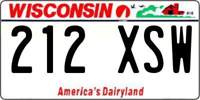WI license plate 212XSW