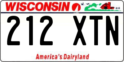 WI license plate 212XTN