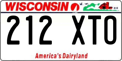 WI license plate 212XTO