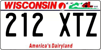WI license plate 212XTZ