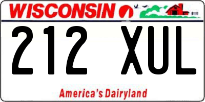 WI license plate 212XUL