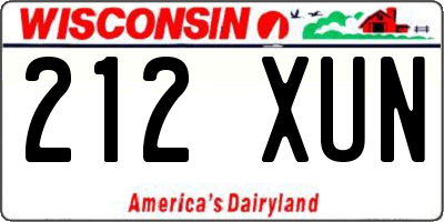 WI license plate 212XUN