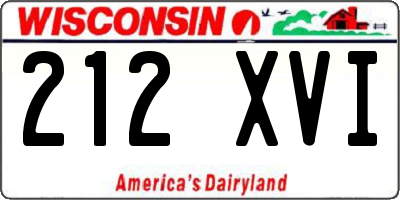 WI license plate 212XVI