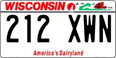WI license plate 212XWN