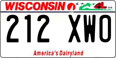 WI license plate 212XWO