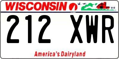 WI license plate 212XWR